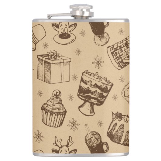 Weihnachtsmuster handgezeichnet flachmann (Vorderseite)