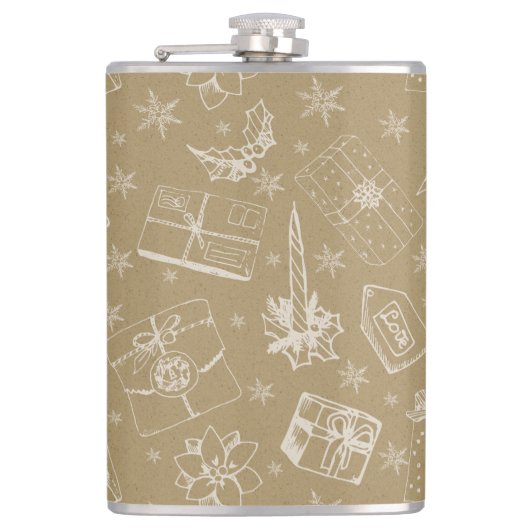 Weihnachtsmuster handgezeichnet flachmann (Vorderseite)