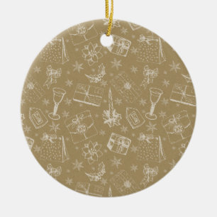 Weihnachtsmuster handgezeichnet keramik ornament