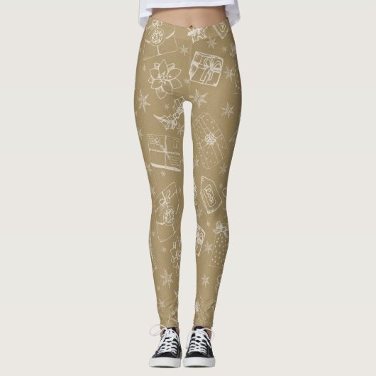 Weihnachtsmuster handgezeichnet leggings (Vorderseite)