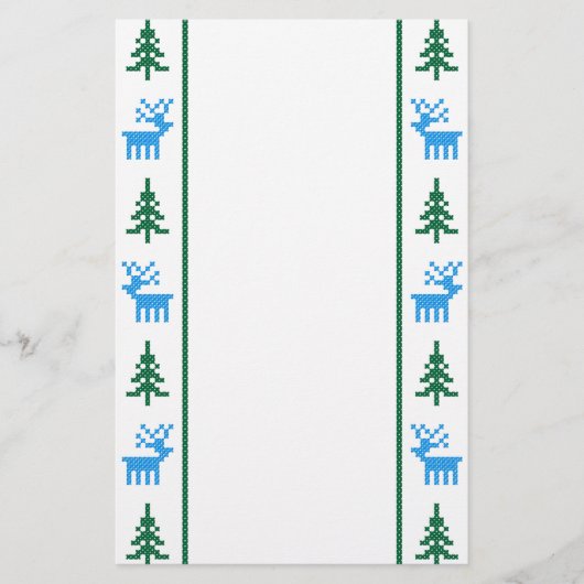 Weihnachtsmuster Hirsche und Baum Briefpapier (Vorderseite)