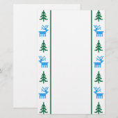 Weihnachtsmuster Hirsche und Baum Briefpapier (Vorne/Hinten)