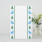 Weihnachtsmuster Hirsche und Baum Briefpapier (Stehend Vorderseite)