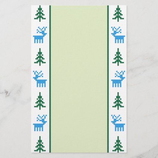 Weihnachtsmuster Hirsche und Baum Briefpapier (Vorderseite)