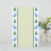 Weihnachtsmuster Hirsche und Baum Briefpapier (Stehend Vorderseite)