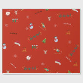 Weihnachtsmuster HO! HO! HO! Geschenkpapier (Flach)