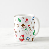 Weihnachtsmuster-Ikone Santa-Baum-glückliches-Gesc Kaffeetasse (VorderseiteRechts)