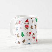 Weihnachtsmuster-Ikone Santa-Baum-glückliches-Gesc Kaffeetasse (Vorderseite Links)