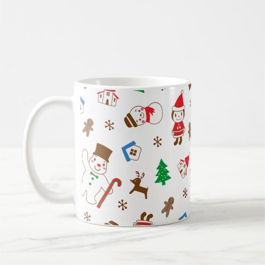 Weihnachtsmuster-Ikone Santa-Baum-glückliches-Gesc Kaffeetasse (Links)