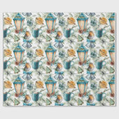 Weihnachtsmuster im Aquamarinen, Elfenbein, Tan Geschenkpapier (Flach)