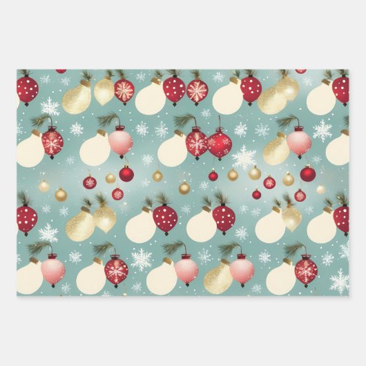 Weihnachtsmuster im Glitzer Geschenkpapier Set (Vorderseite 2)