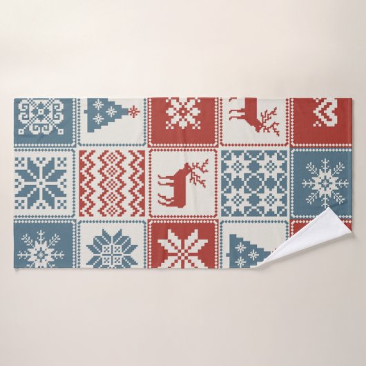 Weihnachtsmuster im Patchwork-Stil. Traditionell Badehandtuch (Badehandtuch)