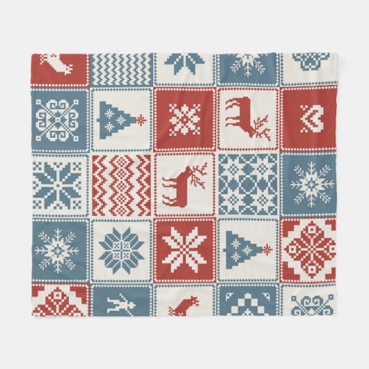 Weihnachtsmuster im Patchwork-Stil. Traditionell Fleecedecke (Vorderseite (Horizontal))