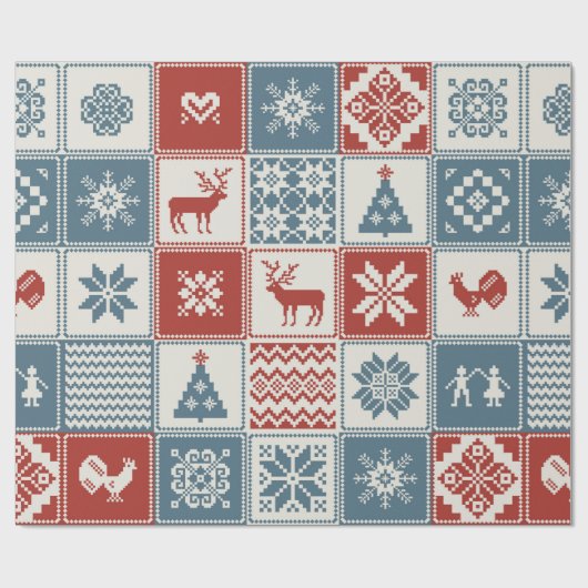 Weihnachtsmuster im Patchwork-Stil. Traditionell Geschenkpapier (Flach)