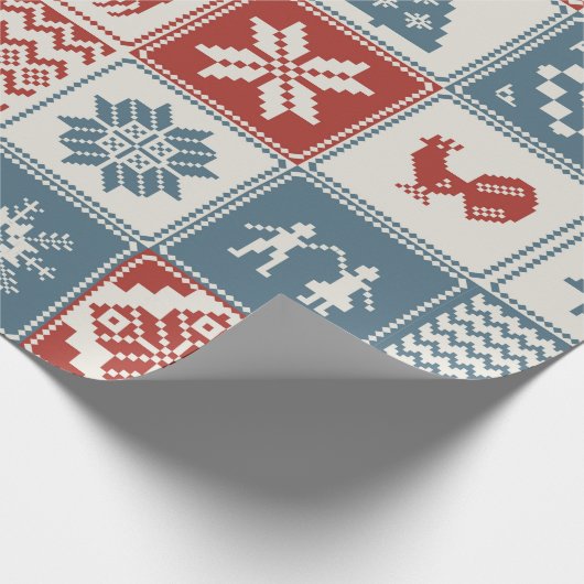 Weihnachtsmuster im Patchwork-Stil. Traditionell Geschenkpapier (Ecke)