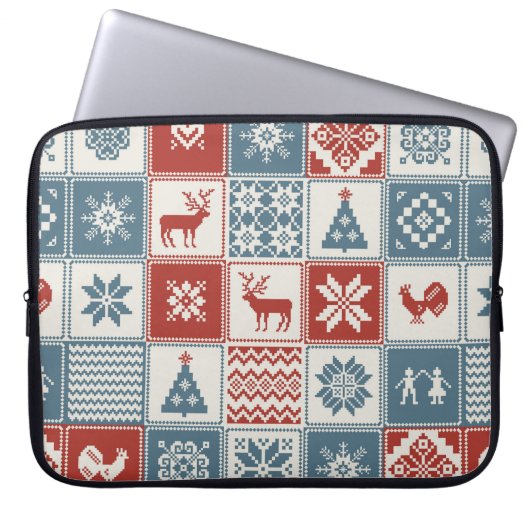 Weihnachtsmuster im Patchwork-Stil. Traditionell  Laptopschutzhülle (Vorderseite)