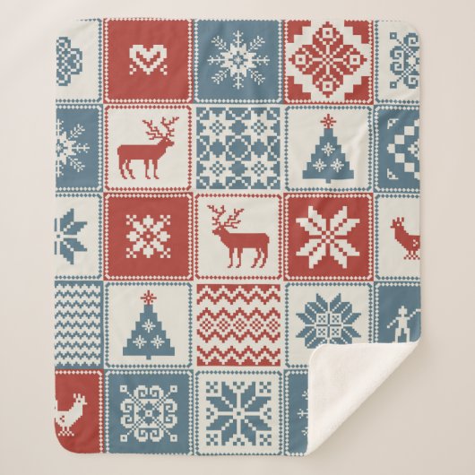 Weihnachtsmuster im Patchwork-Stil. Traditionell  Sherpadecke (Vorderseite)