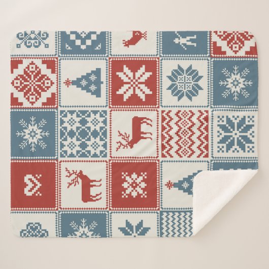 Weihnachtsmuster im Patchwork-Stil. Traditionell  Sherpadecke (Vorderseite (Horizontal))