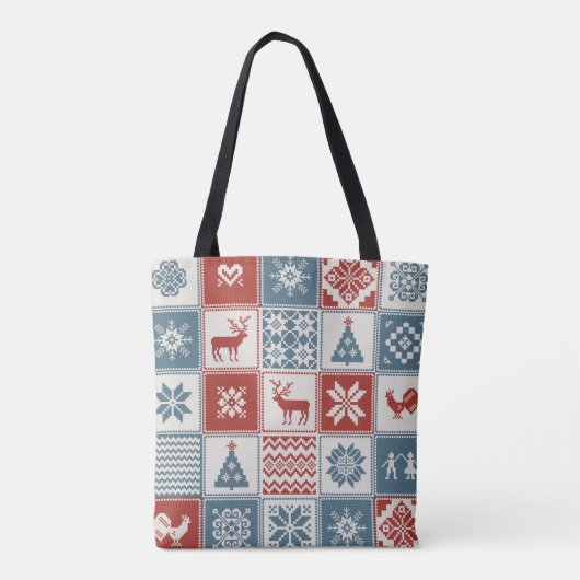 Weihnachtsmuster im Patchwork-Stil. Traditionell  Tasche (Rückseite)