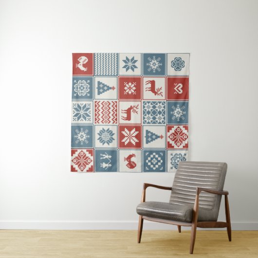 Weihnachtsmuster im Patchwork-Stil. Traditionell Wandteppich (Beispiel (Horizontal))