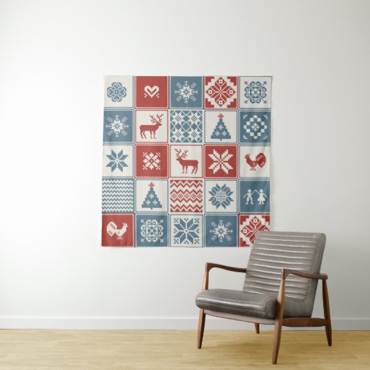 Weihnachtsmuster im Patchwork-Stil. Traditionell Wandteppich (Beispiel)