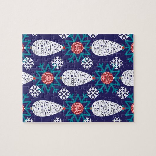 Weihnachtsmuster im skandinavischen Stil Puzzle (Horizontal)