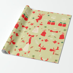 Weihnachtsmuster in Rot und Creme Geschenkpapier