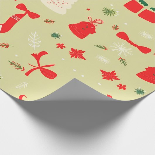 Weihnachtsmuster in Rot und Creme Geschenkpapier (Ecke)