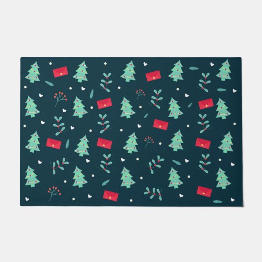 Weihnachtsmuster in Rot und Grün Fußmatte (Vorderseite)