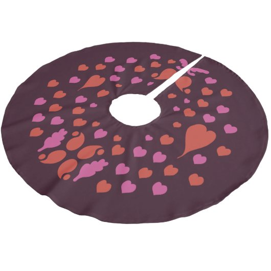 Weihnachtsmuster in Rot und Rosa Polyester Weihnachtsbaumdecke (Schrägansicht)