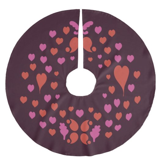 Weihnachtsmuster in Rot und Rosa Polyester Weihnachtsbaumdecke (Vorderseite)