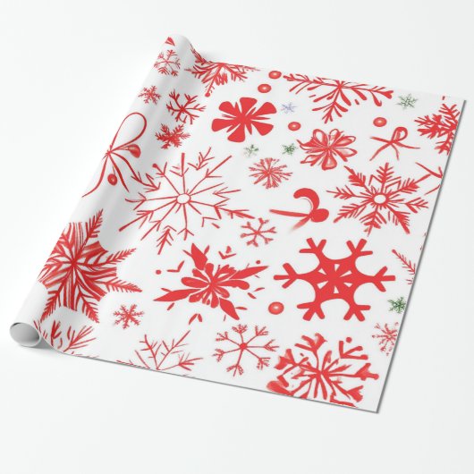 Weihnachtsmuster in Rot und Weiß Geschenkpapier (Ungerollt)