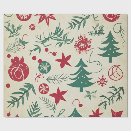 Weihnachtsmuster in Rot und Weiß Geschenkpapier (Flach)