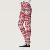 Weihnachtsmuster in Rot und Weiß Leggings (Links)