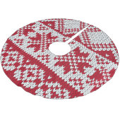 Weihnachtsmuster in Rot und Weiß Polyester Weihnachtsbaumdecke (Schrägansicht)