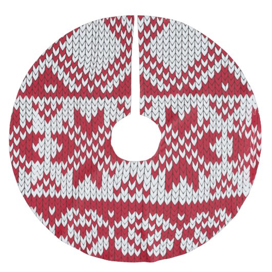 Weihnachtsmuster in Rot und Weiß Polyester Weihnachtsbaumdecke (Vorderseite)
