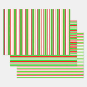 Weihnachtsmuster in Rot, Weiß, Grün Geschenkpapier Set