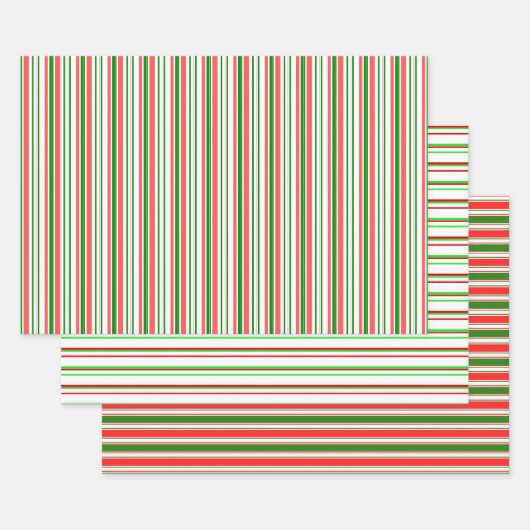 Weihnachtsmuster in Rot, Weiß, Grün Geschenkpapier Set (Set)