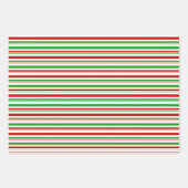 Weihnachtsmuster in Rot, Weiß, Grün Geschenkpapier Set (Vorderseite)