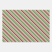 Weihnachtsmuster in Rot, Weiß, Grün Geschenkpapier Set (Vorderseite)