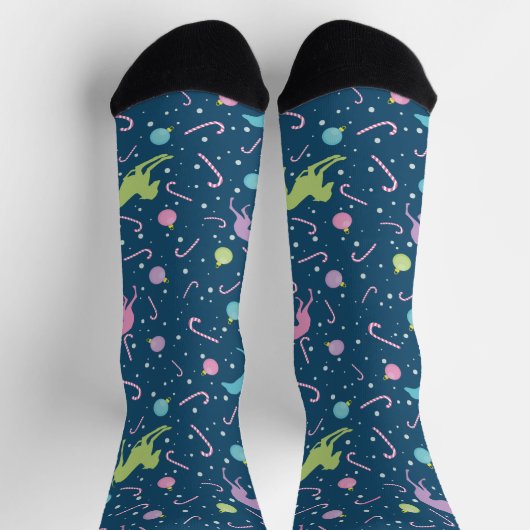 Weihnachtsmuster Italienische Greyhound-Silhouette Socken (Oben)