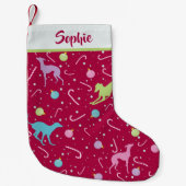 Weihnachtsmuster Italienischer Windhund Silhouette Kleiner Weihnachtsstrumpf (Vorderseite)