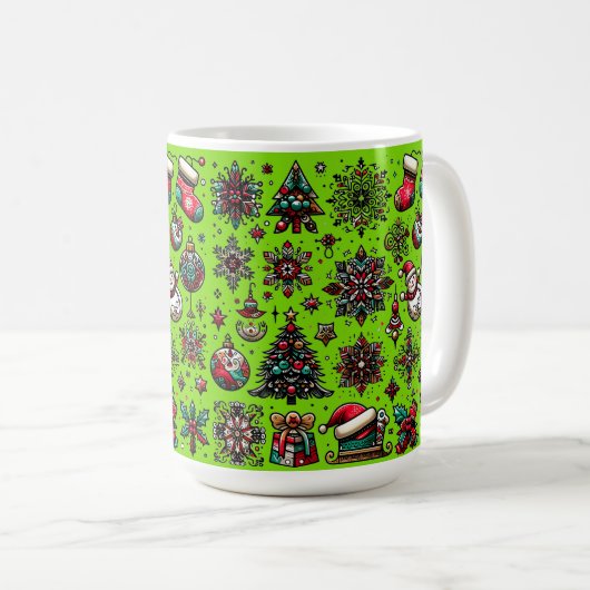 Weihnachtsmuster Kaffeetasse (VorderseiteRechts)