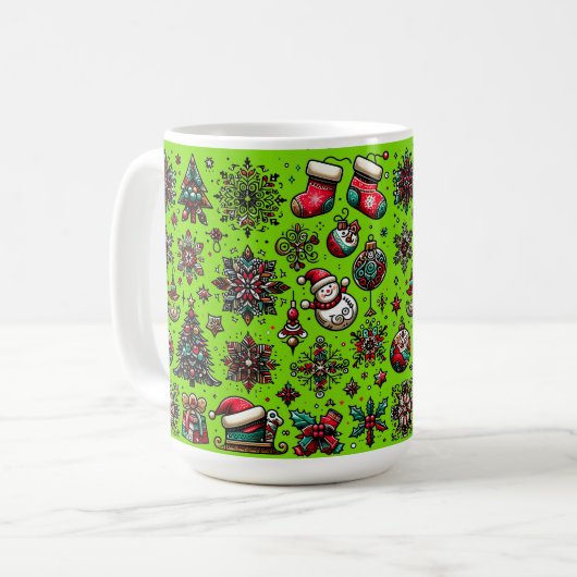 Weihnachtsmuster Kaffeetasse (Vorderseite Links)