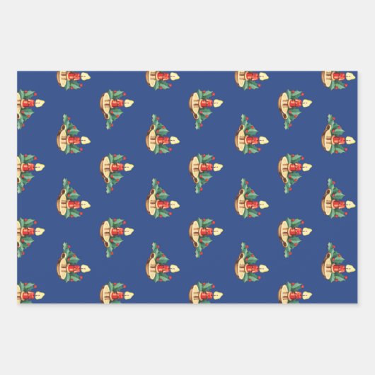 Weihnachtsmuster, Kerzen und Holly Geschenkpapier Set (Vorderseite 3)