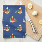 Weihnachtsmuster, Kerzen und Holly Geschirrtuch (Viertel Falte)