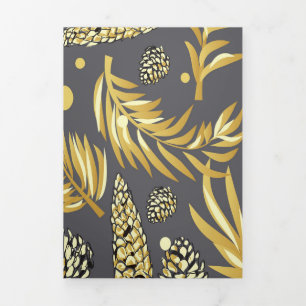 Weihnachtsmuster, Kiefer Schnee 2 Dreifach Gefaltete Urlaubskarte