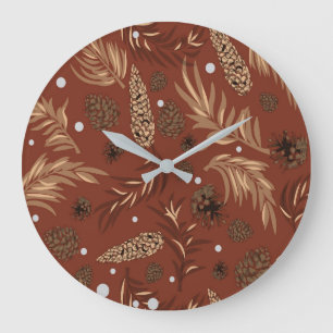 Weihnachtsmuster, Kiefer Schnee 8 Große Wanduhr