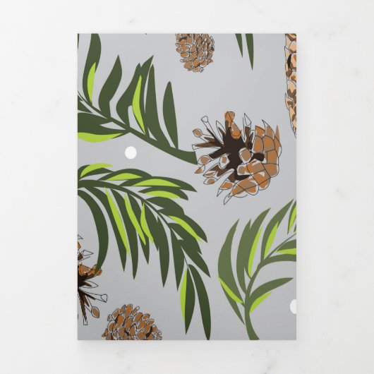 Weihnachtsmuster, Kiefernschnee 10 Dreifach Gefaltete Urlaubskarte (Cover)