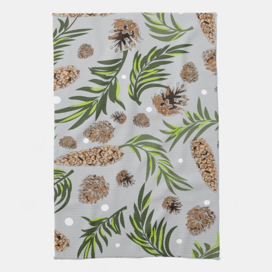 Weihnachtsmuster, Kiefernschnee 10 Geschirrtuch (Vertikal)